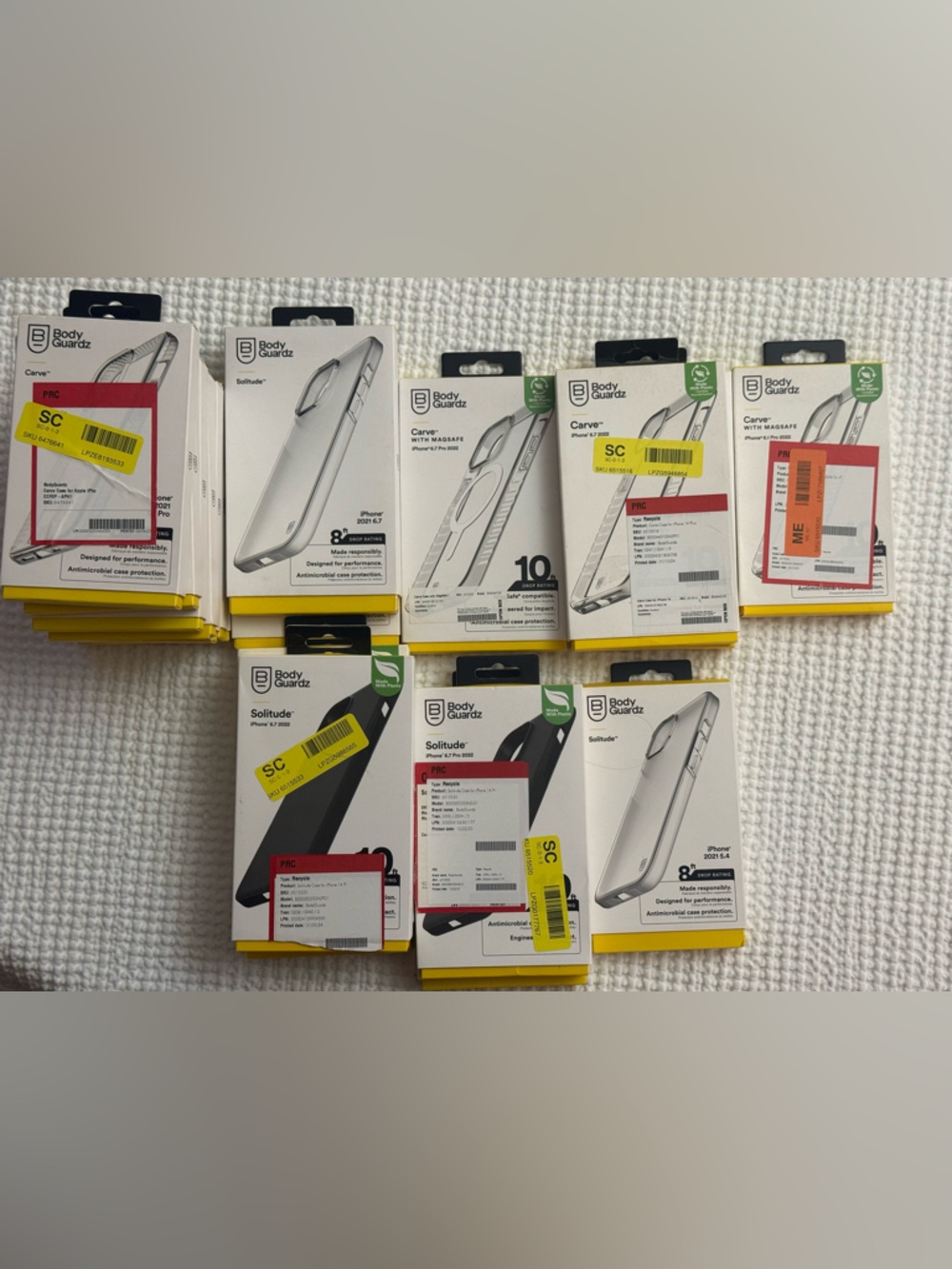 LOT OF 19 NEW BODY GUARDZ IPHONE CASES FOR iPhone 13 & 14 various sizes OPEN BOX